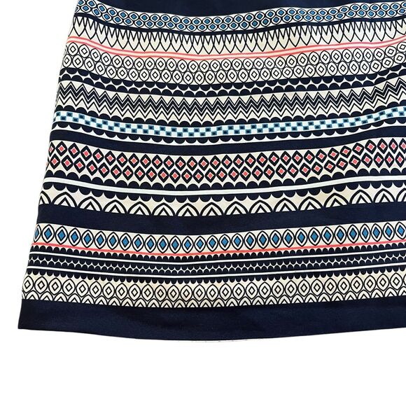J Crew Women 0 Navy Pink Printed Stripe 3/4 Sleeve Knee Length Shift Dress - Picture 2 of 11